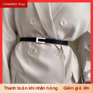 CS Phụ Nữ Mỏng Vành Đai Màu Đen Vàng Bạc Kim Loại Khóa Vành Đai PU Da Giản Dị Vành Đai Thắt Lưng Quần Ăn Mặc Trang Trí Dây Thắt Lưng