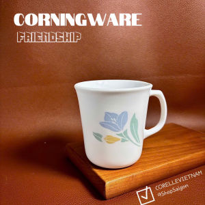 [Hiếm] CorningWare USA - Friendship - 01 Chiếc Cốc/ Ly Bằng Sứ Chịu Sốc Nhiệt Tulip Xanh