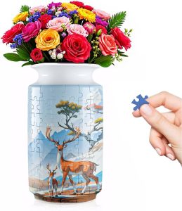 3D Puzzle Vase 162 Curved Pieces DIY Flower Vase Craft Kit & 3D Puzzles for Adults Creative Jigsaw Art Project Home Décor Centerpiece (D-White Blossom Elegance)