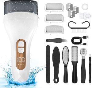 Hoxida Electric Rechargeable Callus Remover for Feet Portable Pedi Kit With Larger Grinding Head Foot File Callus Remover Waterproof Foot File for Foot Care Deadskin Remover LCD Display Black