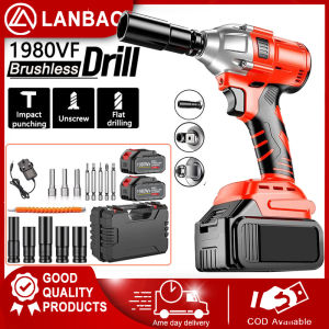 1/2 Electric Wrench Impact Wrench Brushless 1980VF High Torque Cordless 3 in1 Rechargeable Battery Power Tool