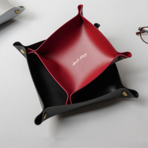 PU leather folding Storage Box Desktop Storage Tray Leather Dice Tray key Wallet Coins Key Plate Home Decoration Wholesale