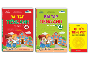 Sách - Combo 3c - Bài tập tiếng anh lớp 4 trọn bộ 2 tập (có đáp án) & Từ điển tiếng việt dành cho học sinh (khổ to)