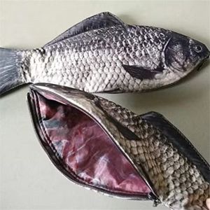 Creative Funny Fish Shaped Pen Bag Pens Crucian Carp Pencil Case Funny Student Stationery Supplies Storage Pens Organizer