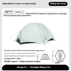 Tenda Camping Naturehike Mongar 15D CNK2550WS016 Tenda Ultralight Hiking Double Layer Kemah 3 Orang Frame Alloy Dome Tahan Air 1P 2P Outdoor 1 2 Person
