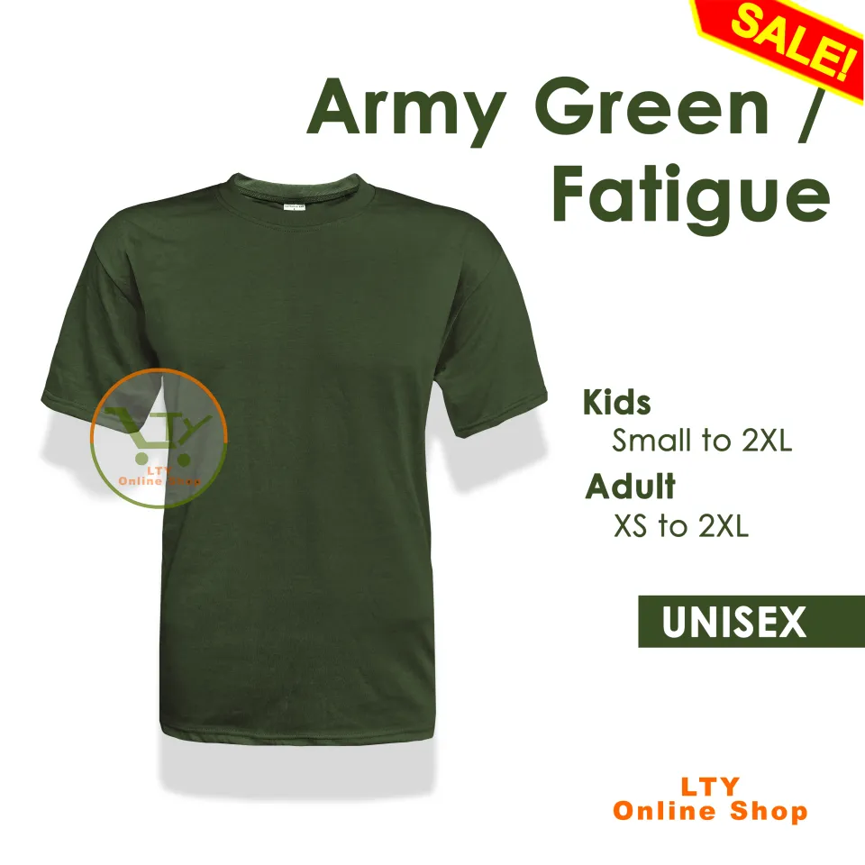 FATIGUE MILITARY ARMY GREEN T-SHIRT COTTON BLEND ROUND NECK