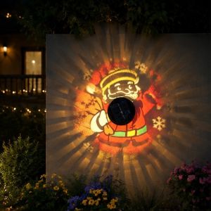 CYI47 Santa Claus Santa Claus Projection Lamp Hollow Solar Powered Solar Outdoor Wall Light Walkway Decoration Atmosphere Lamp Christmas Fence Lights Garden