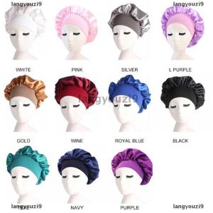 langyouzi9 Solid Satin Bonnet Hair Styling Sleep Hat Wrap Shower Cap Hair Styling Tools