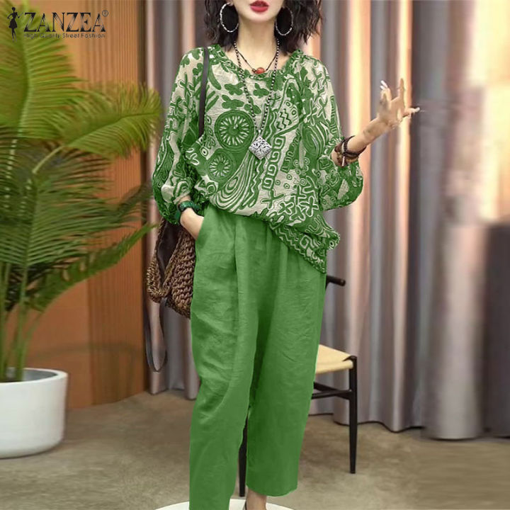 HijabFab ZANZEA Womens Holiday Fashion Suits Crew Neck