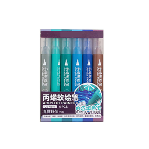 6 Color Acrylic Pen with Brush Tip Marker Pen Acrylic Marker for Drawing Scrapbooking Making Journaling