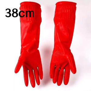 10Pcs Long Household Gloves LONG SIZE 1 Pair Laundry Gloves Rubber Gloves Kitchen Washing Gloves Red