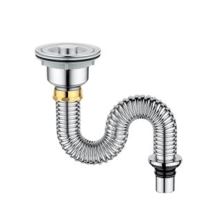 Sincecu 304 Stainless Steel Kitchen Sink Drain - With Strainer & Hose Lengthened Pipe