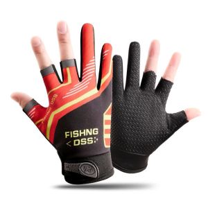 Sarung Tangan Memancing 3 Jari Kulit Bernafas Anti-slip Bermotif