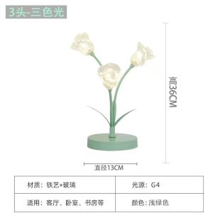 SXH Tulip flower table lamp modern and minimalist design creative artificial flower decoration suitable for bedroom bedside small night light ambient lighting and decorative piece
