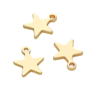10pcs/bag 14K Gold Plated Brass Hollow Pentagon Pendant For DIY Earring Bracelet Necklace Jewelry Making