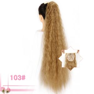 85cm Womens Ponytail Long Wavy Hair Extension Clip In Ponytail Wrap Around Black Blonde Synthetic Heat Resistant Fiber