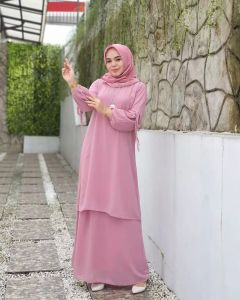 Dress Malaysia Melayu Shintia Set Wanita Dewasa Terbaru 2022 M L XL XXL Cerutty Babydoll Terlaris