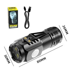 Mini Rechargeable LED Flashlight Portable Flashlight ntelligent Power Display for Camping Fishing Hiking Mountaineering