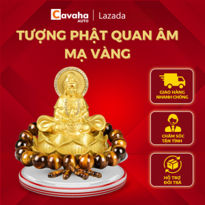 Tượng Phật Quan Âm Hai Mặt Đính Đá Để Ô Tô