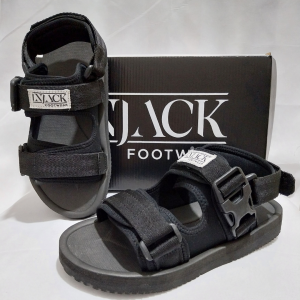 Injack Footwear - Sandal Gunung Traveling Casual Remaja Dewasa Pria Wanita - Casia Full Black - Outsole Karet Anti Licin - Tali Belakang Bisa di Lepas