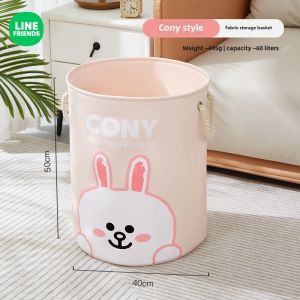 (60L)100% Authentic Line Friends Laundry Baskets High Quality Waterproof Portable Folding Collapsible Bathroom Bag Dirty Cloth Storage Hamper Laundry Basket Storage Basket LFB183