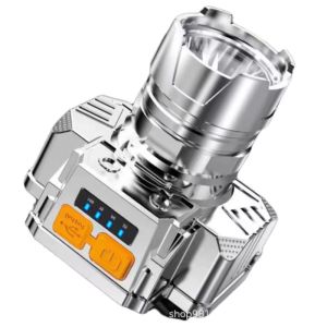 Senter kepala lampu kuat yang dipasang di kepala lampu pertambangan jarak jauh luar ruangan yang sangat terang lampu depan yang kuat untuk memancing di malam hari yang dapat diisi ulang