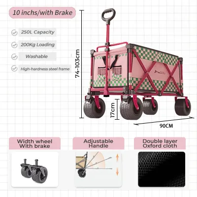 Foldable 300L Outdoor Wagon Trolley 12-inch Camping Cart with 360° Wheels Portable Camping Wagon Magic_Pocket