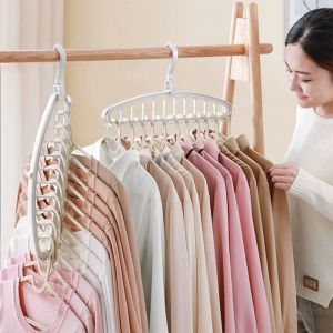YESMILE Folding Rotating Hanger Plastic Multi Slot Clothes Hanger  Rotating Wardrobe Storage Rack Bedroom Storage