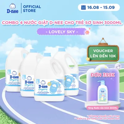 Combo 4 Nước giặt quần áo D-nee 3000 ML - Lovely Sky