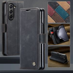 Casing For Samsung Galaxy Z Fold 7 Fold 6 Fold 5 4 Fold5 ZFold5 5G Flip Matte PU Leather Phone Case Card Slot wallet Bracket Shockproof Protection Cases Cover
