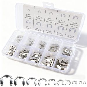 120Pcs Snap Circlip 304 Stainless Steel E-Clip Retaining Circlip Set Premium Grade Exclusive