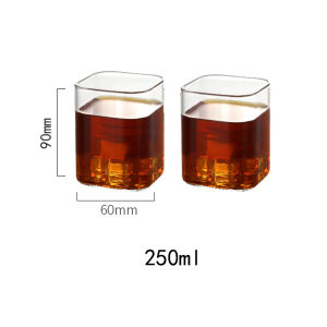 Suomi High Temperature Resistant Square Transparent Glass Tea Milk Cup 250ml/400ml