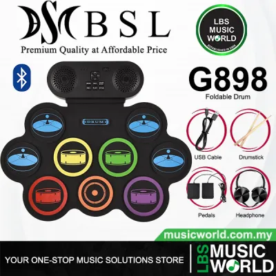 BSL G898 Rechargeable Foldable Roll Up Drum Kit Built In Speaker with Bluetooth