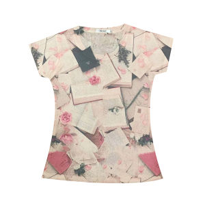 REHIN Womens top summer new fashion unique print short-sleeved cotton T-shirt bottoming shirt S-3XL slim fit blouse