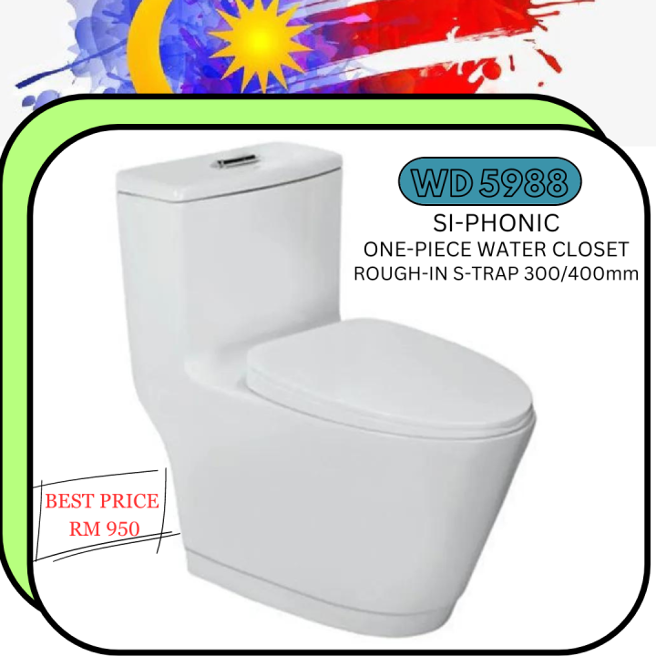 Toilet Bowl WD5988 Dual Flush Syphonic Onepiece Water Closet Rough
