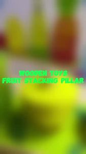 Hntob 4 Pllars Wooden Fruit Stacker Colorful Toy Stacking Toys Building Blocks Educational Game