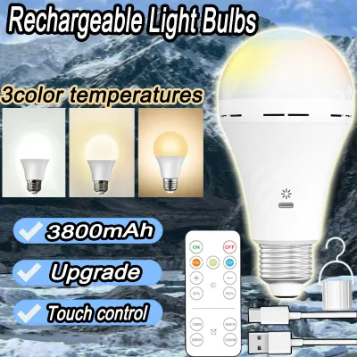 New USB C Rechargeable Light Bulb With Remote Control 10W Battery Powered Light Bulb E27 Touch Control Dimmable LED Bulb
