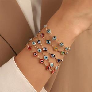5pcs Adjustable Lucky Turkey Evil Eye Bracelet for Women Colorful Red Blue Eye Chain Bangles  Good Luck Wealth Amulet Jewelry