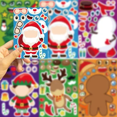 8 Sheets/set super mario Stickers DIY Sticker Make A Face Assemble Jigsaw Puzzle Stickers kids gift Educational Gift Set Boys Girls Multicoloured Game