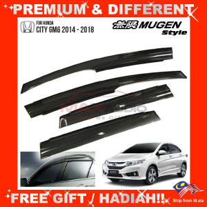 HONDA CITY GM6 2014 - 2019 MUGEN Door Visor Grade A Premium Acrylic Smoke Black Rain Guard Window Car Air Press