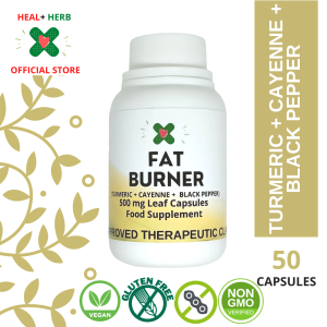 Heal + Herb Fat Burner Capsules with Turmeric Cayenne and Black Pepper for Weight Loss and Slimming 50 and 100 Capsules