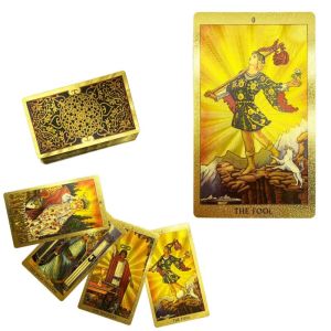 78 Gold Foil Tarot Suit Table Game PVC Waterproof Tahan Aus Papan Emas Merk Tarot Bronzing