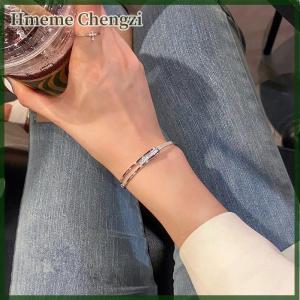 Hmeme Luxury Zircon Charm Bracelet Open Bangle Bracelet Fashion Design Bangle Handmade Party Fashion Jewelry For Women Girls