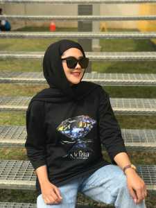 kaos jumbo lengan 3/4 terbaru / kaos oversize Aldira motif DIAMOND terbaru - Hitam