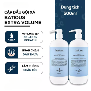 DẦU GỘI - DẦU XẢ BATIOUS Xanh 500ML Kiềm Dầu Giảm Dầu Nhờn Làm Phồng Tóc