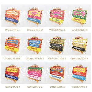 Karangan Bunga Papan Ucapan Mini Gift DIY Custom Congratulation Happy Graduation Engagement Wedding Ukuran A4