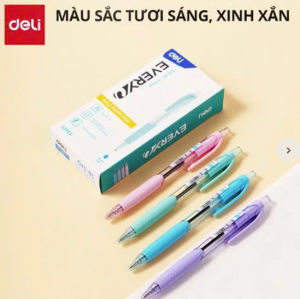 hộp 12 cây bút bi ngòi 0.7mm DELI Q41-BL MỰC XANH