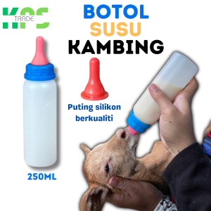 Botol Susu Kambing Biri-biri Haiwan Ternakan Ruminan / Nursing Feeding Milk Bottle with Silicon Nipple 250mL