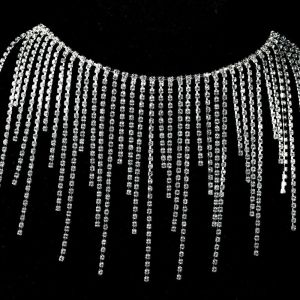 LUXERY Silver Crystal Tassel Chain 1Yards Length Crystal Glitter Rhinestone Tassel Chain Fashion Trim DIY Crafts Rhinestone Ribbon Dress Accessories
