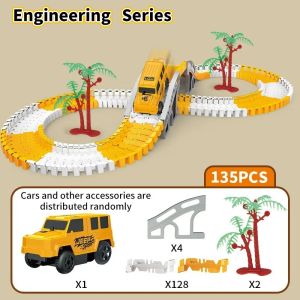 ติดตามการก่อสร้างของเล่นเด็กผู้ชายติดตาม 3/4/5 ชิ้นรถก่อสร้างติดตามวิศวกรรมถนนของเล่น DIY ชุดรางรถไฟขนาดใหญ่